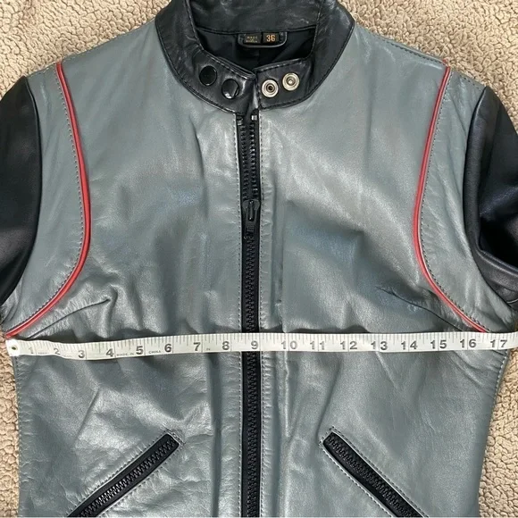 Vintage AMF HARLEY-DAVIDSON 70 Unisex LEATHER 2 tone color Moto BIKER JACKET, 36